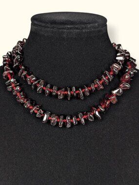 Vintage Garnet Imitation Glass Chip Necklace